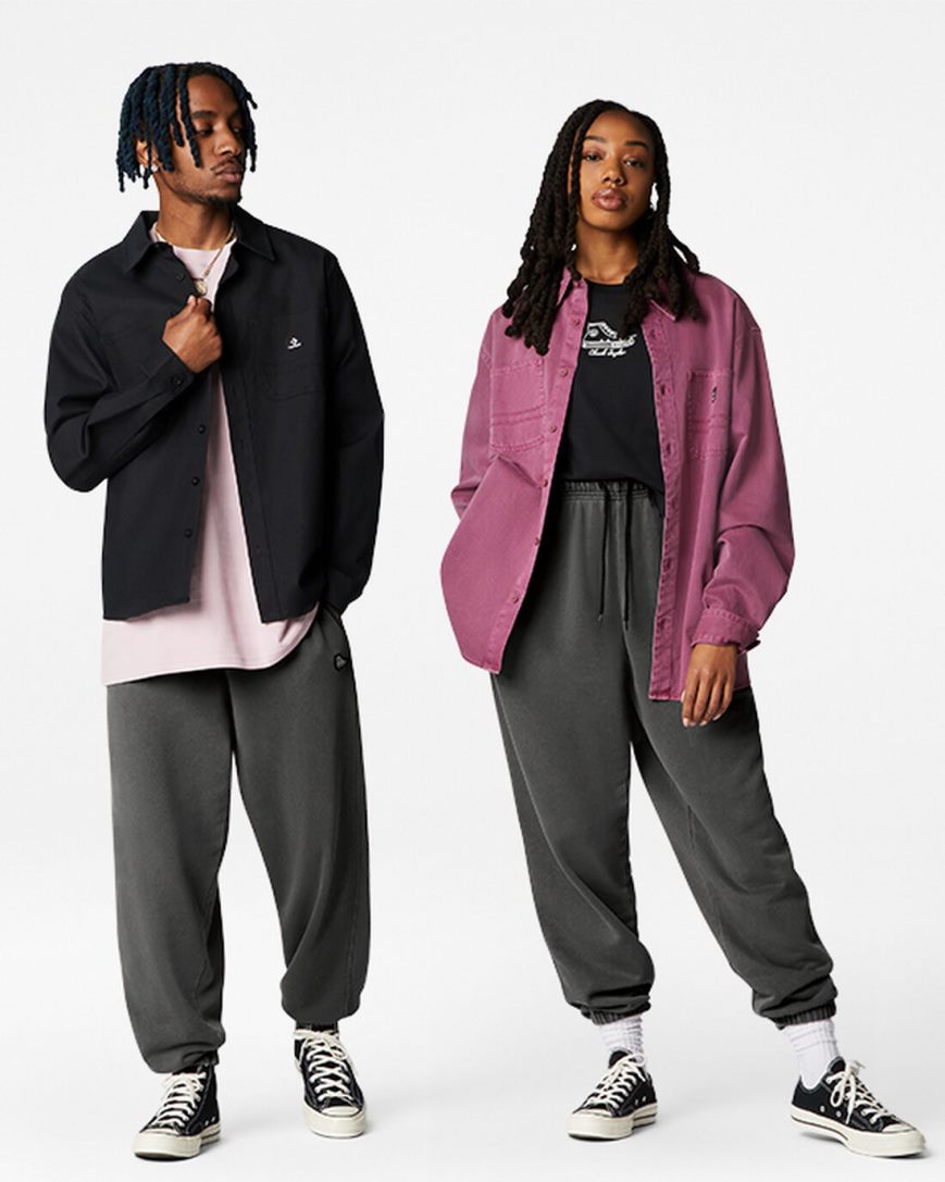 Women's Converse Go-To Chuck Taylor Sneaker Patch Loose Fit Sweatpants Black | AU 90561N
